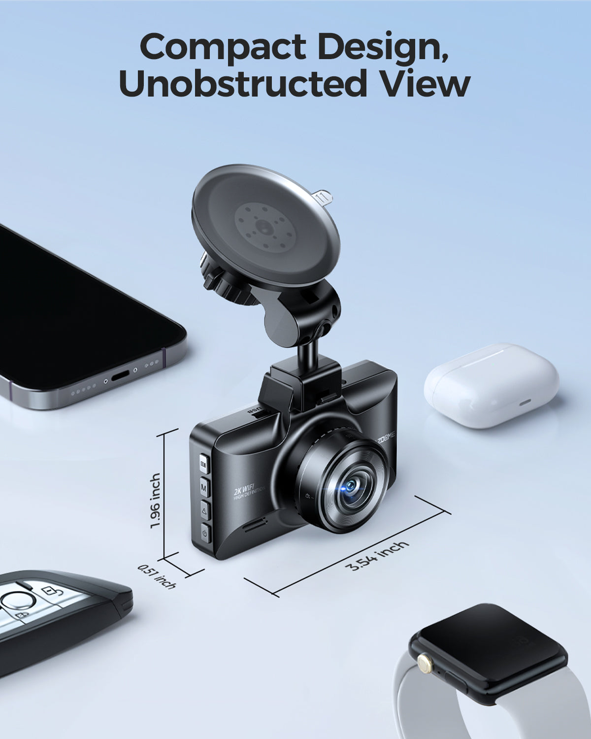 AZDOME Upgraded M01 Pro 3K WiFi Dash Cam Design and View