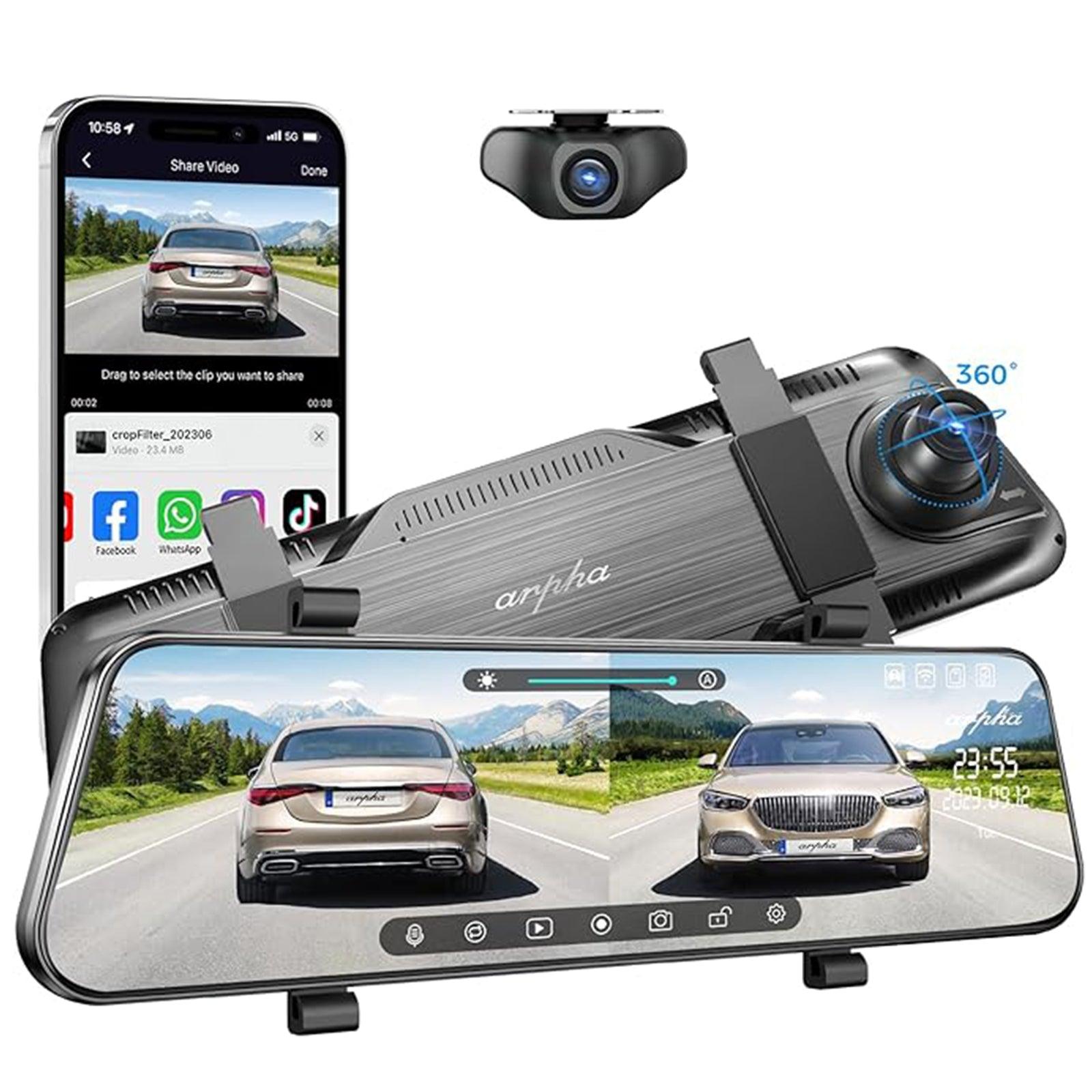 Arpha E21 2CH Mirror Dash Cam 1080P 10'' Touch Screen with 24H Parking Mode - AZDOME Official Stores