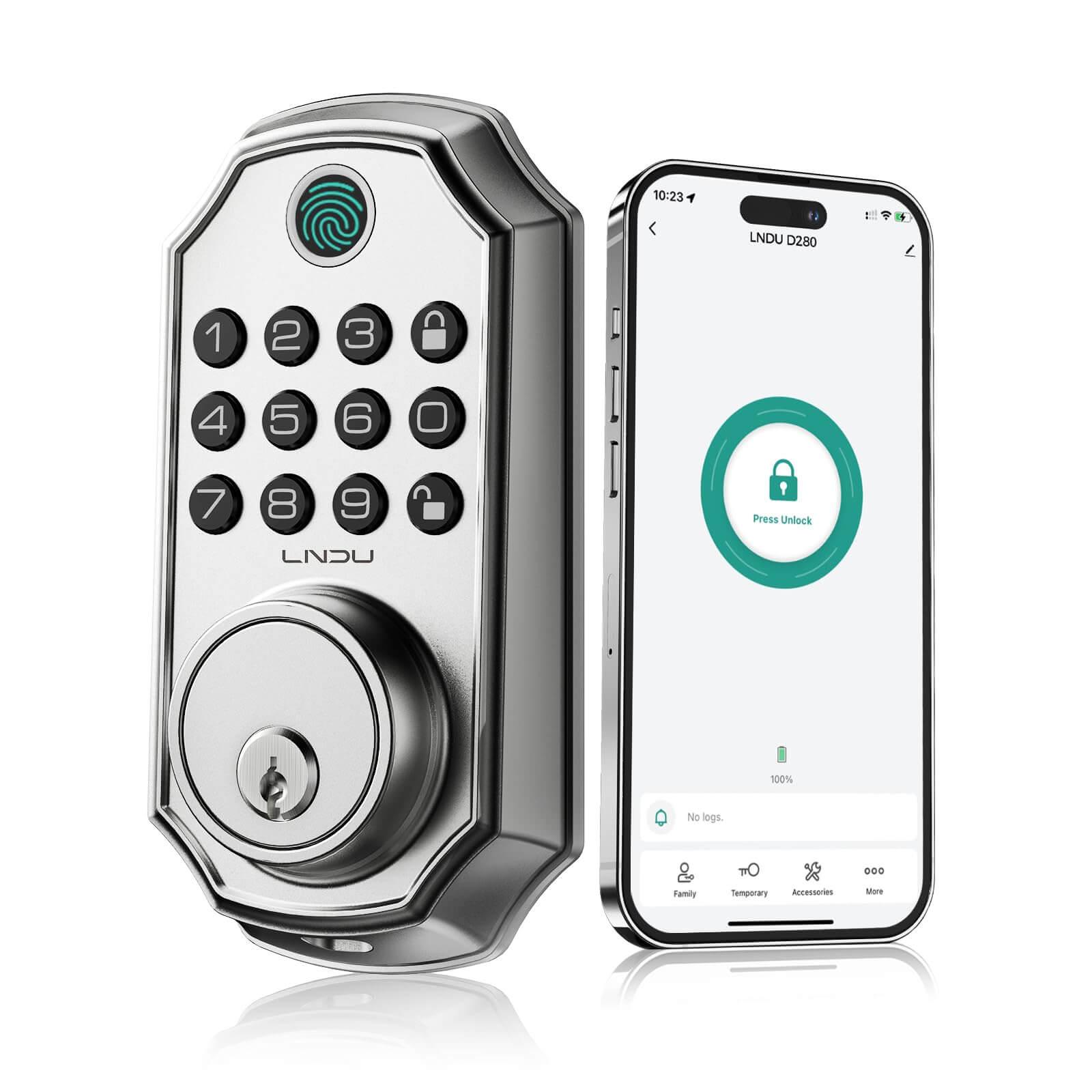 LNDU D280 Keyless Entry Door Lock with App Control Fingerprint Unlock - AZDOME Official Stores