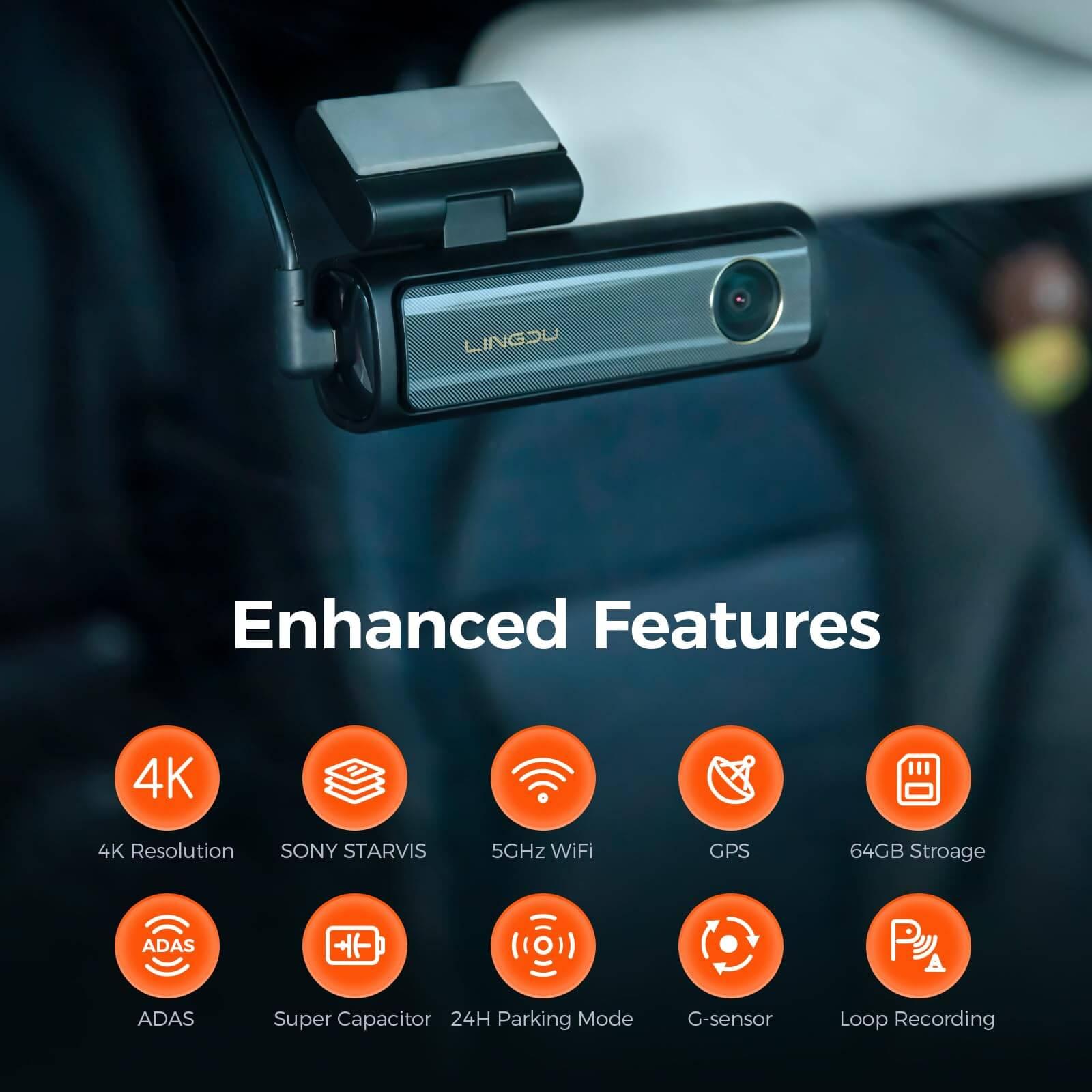 LINGDU AM100 1CH Dash Cam 4K with ADAS Voice Control 24H Parking Mode - AZDOME Official Stores