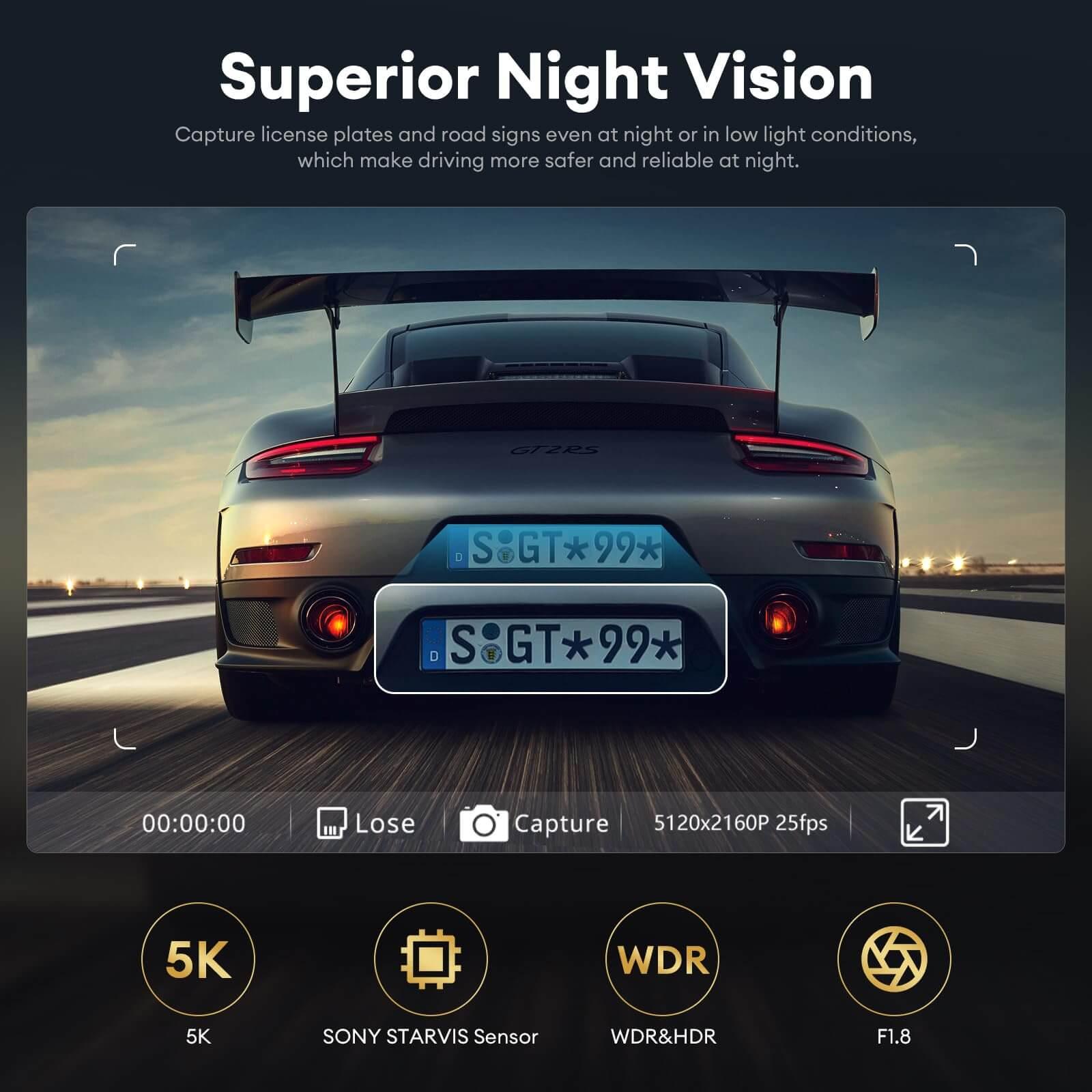 LINGDU LD06 1CH Dash Cam 5K Voice Control 24H Parking Mode No Battery - AZDOME Official Stores