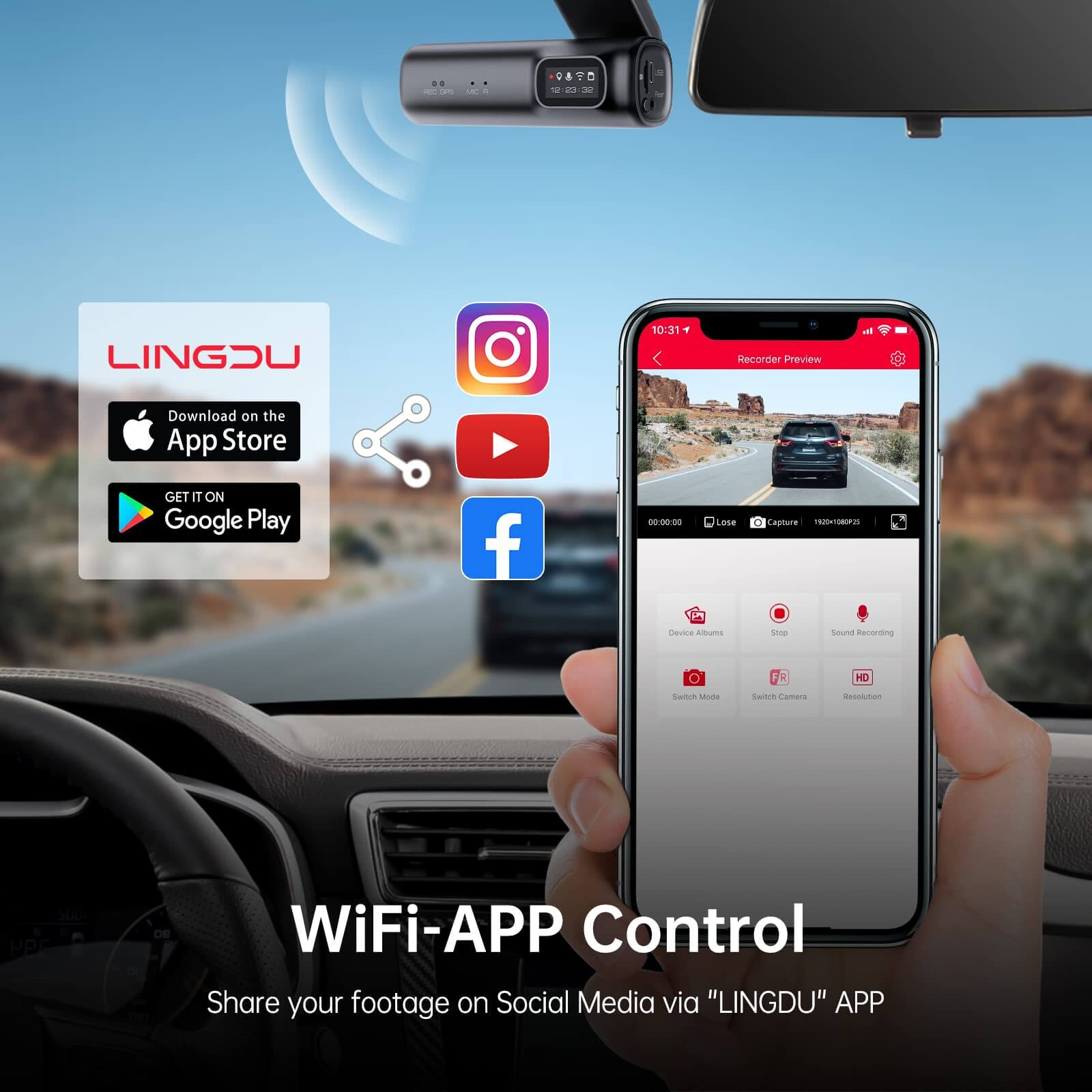 LINGDU D600 2CH Dash Cam 4K with 0.96" Screen Voice Control 24H Parking Mode - AZDOME Official Stores