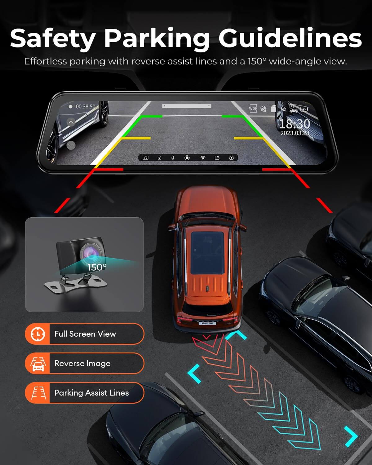 LINGDU LD2K 2CH Mirror Dash Cam 2.5K with 10" Touch Screen WDR Night Vision 24H Parking Mode - AZDOME Official Stores
