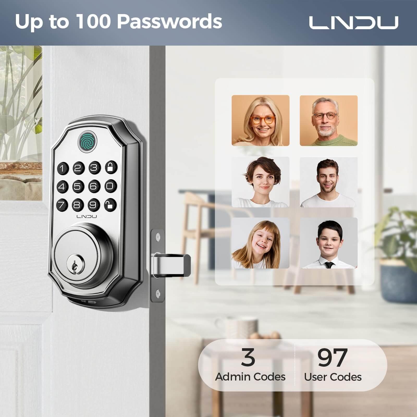 LNDU D280 Keyless Entry Door Lock with App Control Fingerprint Unlock - AZDOME Official Stores