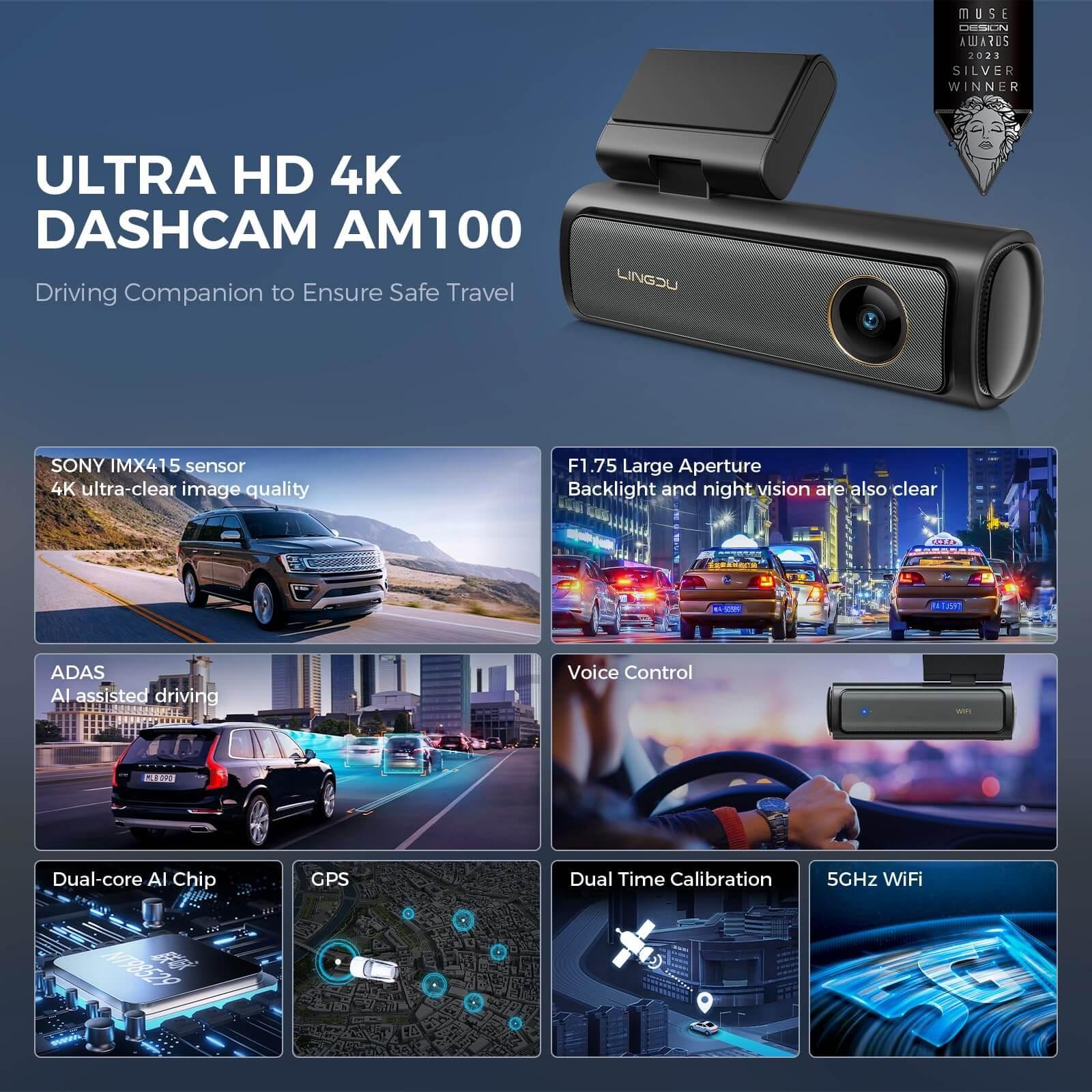 LINGDU AM100 1CH Dash Cam 4K with ADAS Voice Control 24H Parking Mode - AZDOME Official Stores