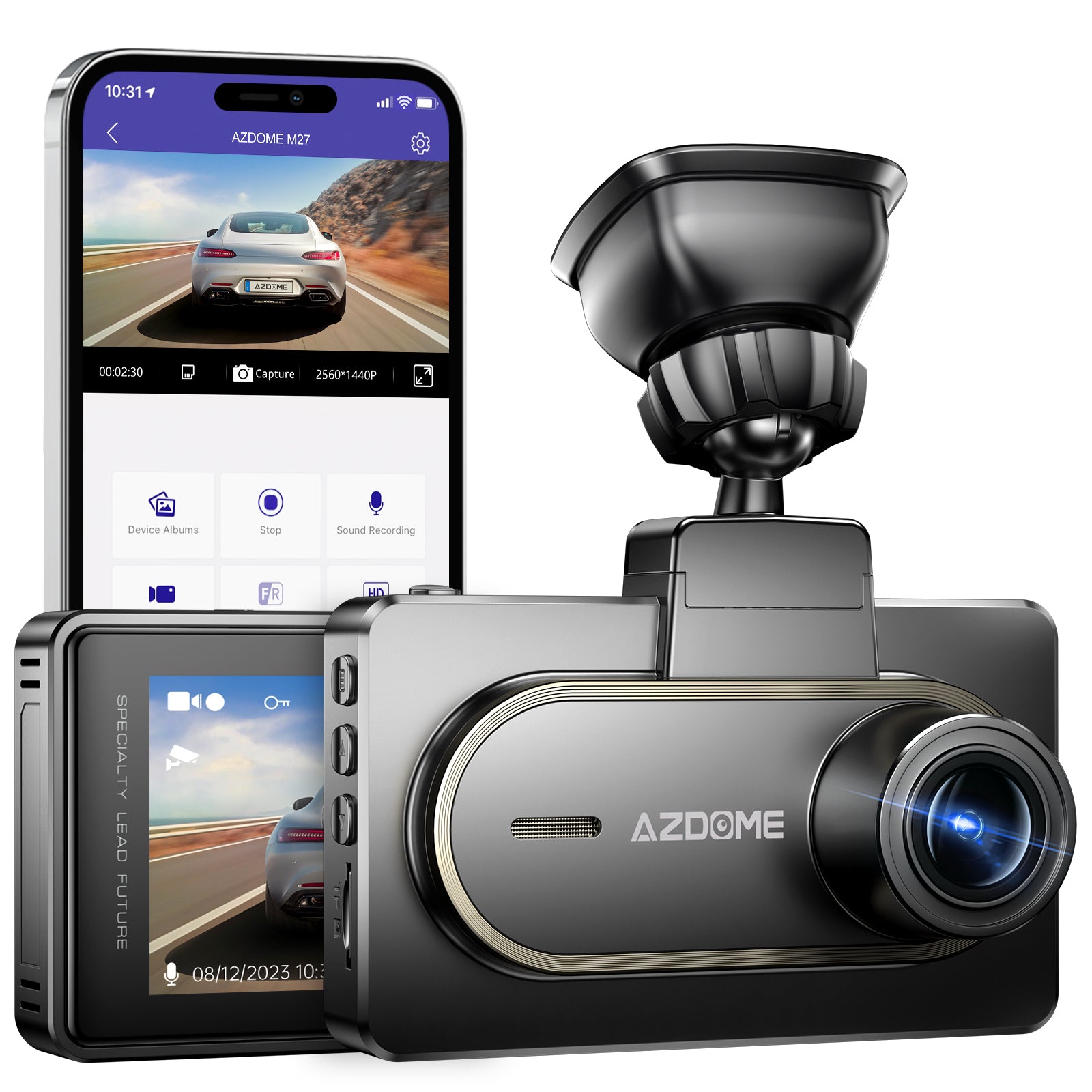 AZDOME M27 1CH Dash Cam 2K with 3" Display 24H Parking Mode - AZDOME Official Stores