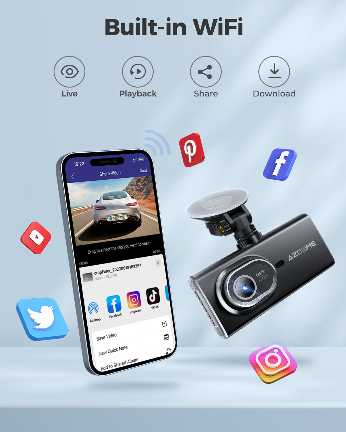 AZDOME M560 3CH Dash Cam 4K with 4" Touch Screen IR Night Vision 24H Parking Mode - AZDOME Official Stores