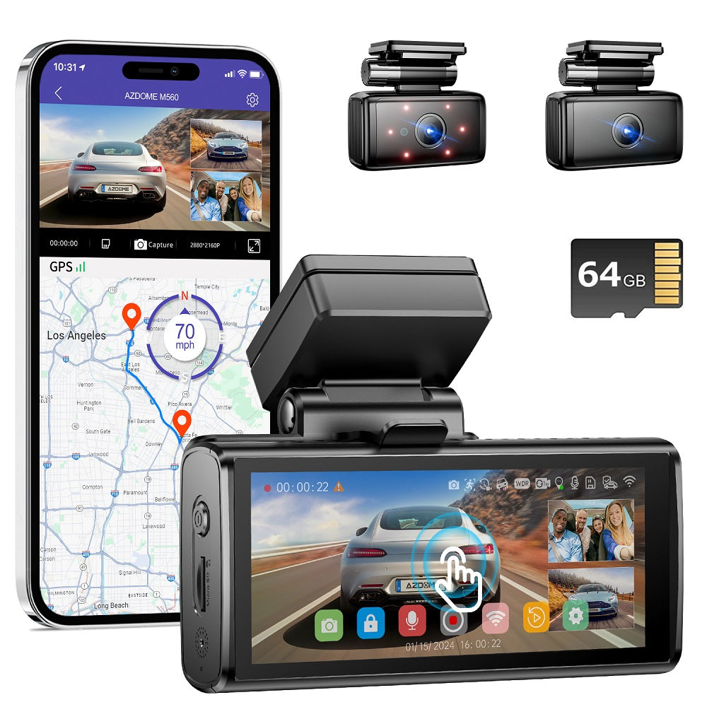 AZDOME M580 3CH Dash Cam 5K with 4" Touch Screen IR Night Vision 24H Parking Mode - AZDOME Official Stores