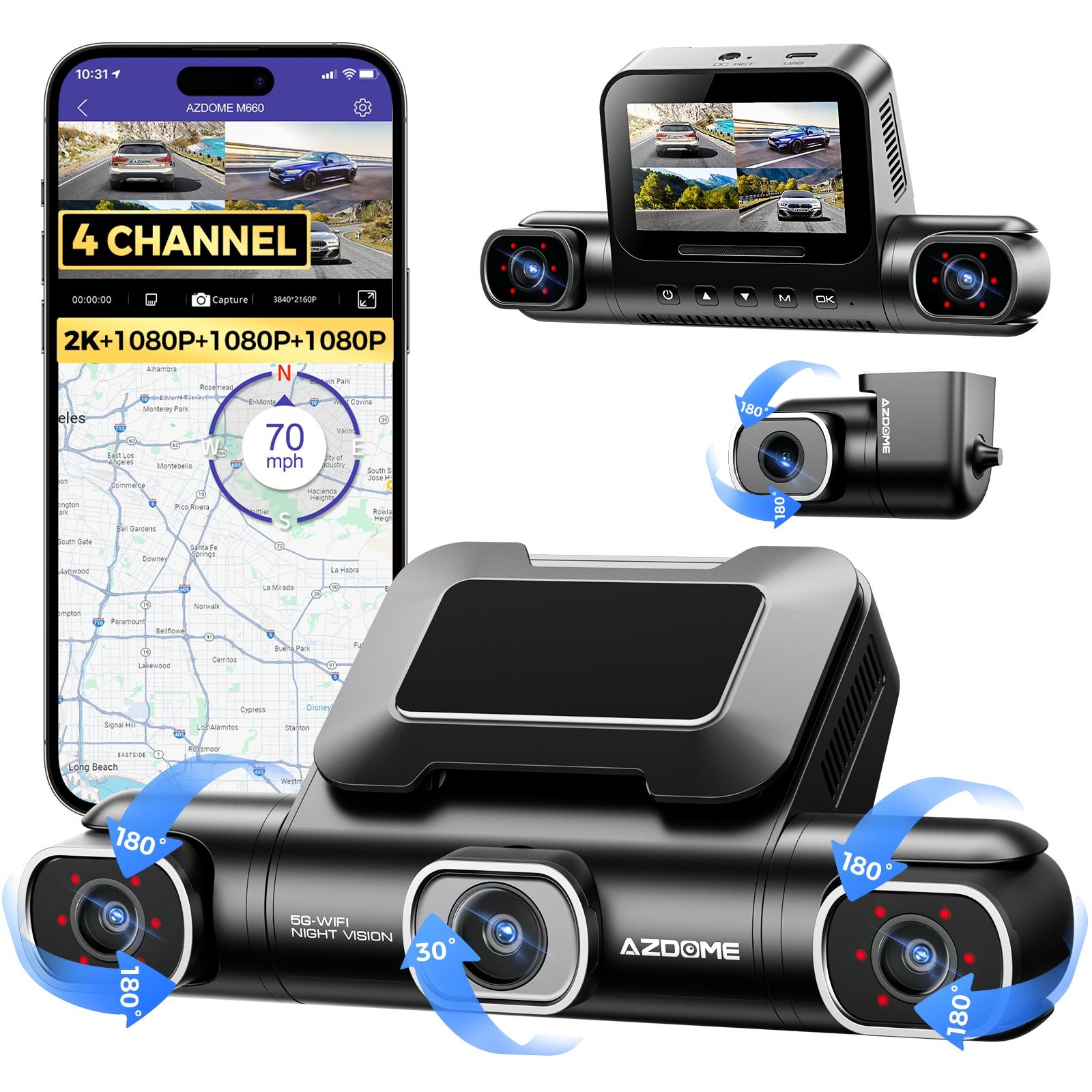 AZDOME 4 Channel 360° Dash Cam Front Rear Inside with 128GB eMMC, 2K+1080P*3 Dashcam 5G WiFi Dash Camera for Cars, IR Night Vision, Smart Voice Control, Parking Mode, Fatigue Driving Reminder M660