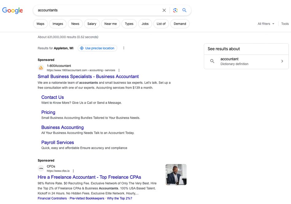 Search Engine Advertising for accountants