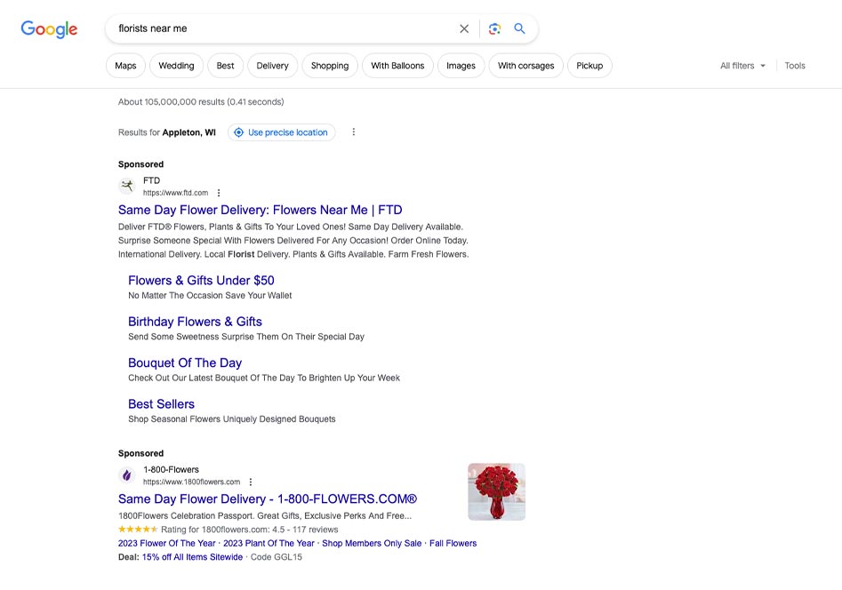 Search Engine Advertising for florists