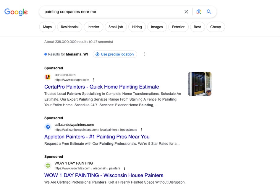 Search Engine Advertising for painters