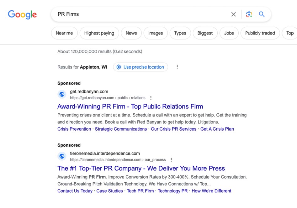 Search Engine Advertising for public relation managers