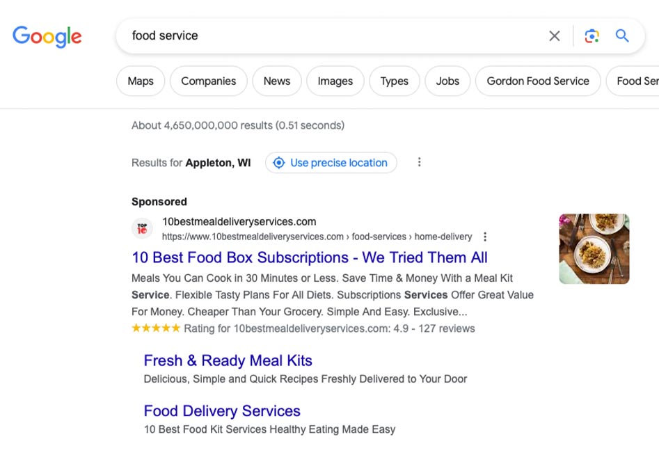 Search Engine Advertising for restaurants