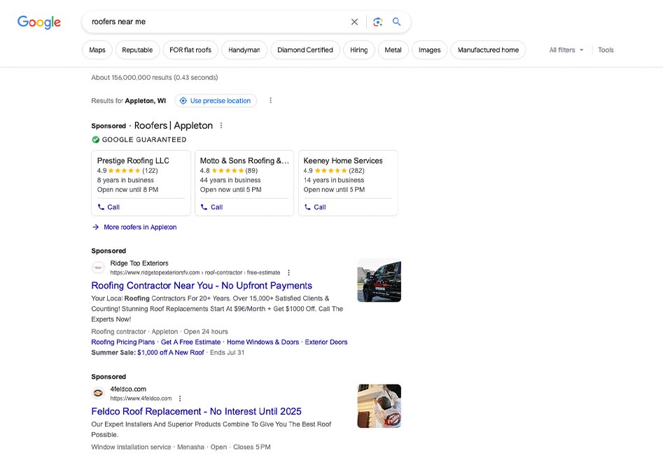 Search Engine Advertising for roofing contractors
