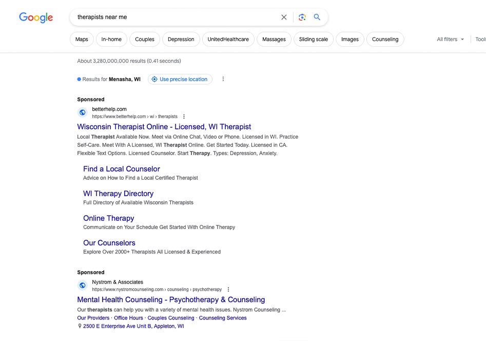 Search Engine Advertising for therapists