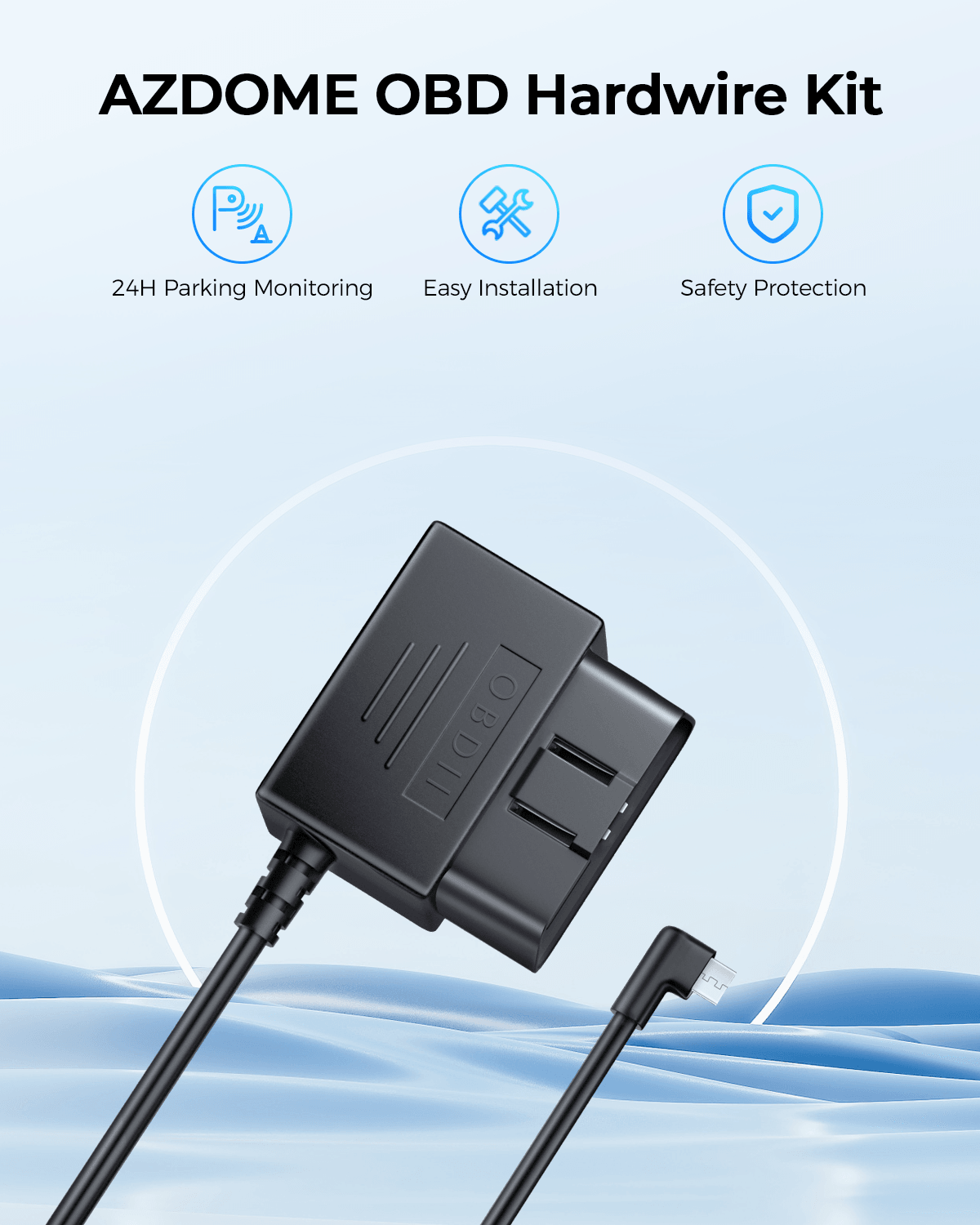 AZDOME OBD Hardwire Kit Mini USB Port, Support Parking Mode, 11FT 12V-24V to 5V for Dash Cam with Mini USB Port, Low Voltage Protection - AZDOME Official Stores